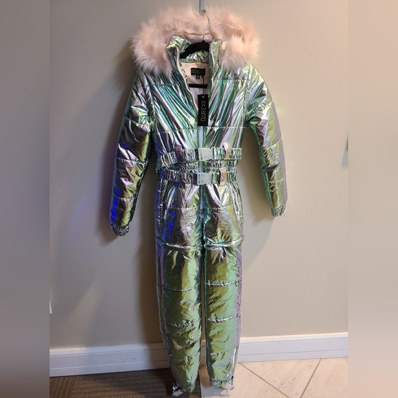 Club Exx Pants - Holographic Snowsuit